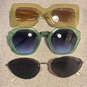 Stylish Sunglasses Set - Green, Yellow, Gold